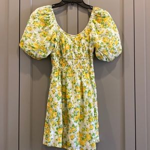 Faithfull the Brand yellow floral print linen dress